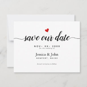 Moderne script Save our Date, Hart The Date