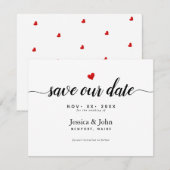 Moderne script Save our Date, Hart The Date (Voorkant / Achterkant)