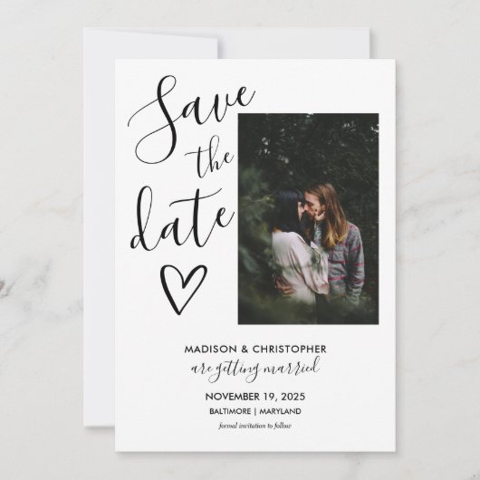 Moderne Script Save The Date (Voorkant)