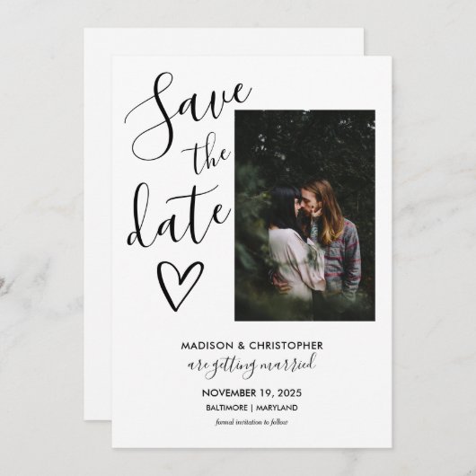 Moderne Script Save The Date (Voorkant / Achterkant)