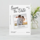 Moderne Script Save the Date Retro Foto Bruiloft (Staand voorkant)