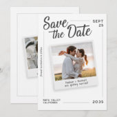 Moderne Script Save the Date Retro Foto Bruiloft (Voorkant / Achterkant)