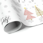 Moderne script, schattige patroonbomen en sneeuwvl cadeaupapier (Rol Hoek)