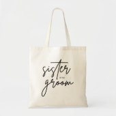Moderne Script Schoner van de Bruidegom Boodschapp Tote Bag (Voorkant)