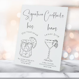 Moderne Script Signature Cocktails Reclamebord Met Voetstuk