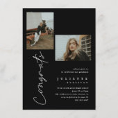 Moderne Script Simpele Foto Afstudeer Uitnodiginge (Achterkant)