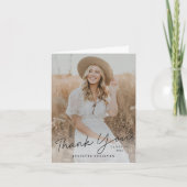 Moderne Script Simpele Foto Afstuderen Bedankkaart (Voorkant)