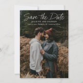 Moderne Script Simpele Trouwfoto  Save The Date (Voorkant)
