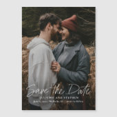 Moderne Script Simpele Trouwfoto Save The Date Magnetische Uitnodiging (Voorkant)