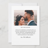 Moderne script Simple Wedding Photo Bedankkaart (Achterkant)