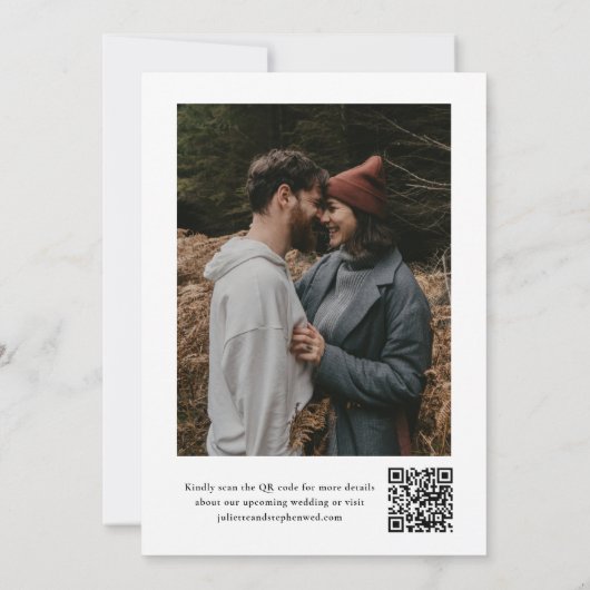 Moderne script Simple Wedding Photo Save The Date (Achterkant)