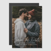 Moderne script Simple Wedding Photo Save the Date Magnetische Uitnodiging (Voorkant / Achterkant)
