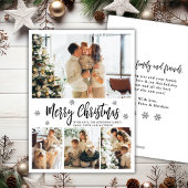 Moderne Script Sneeuwvlok 4 Foto Collage Kerstmis Feestdagenkaart