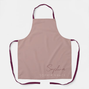 Moderne Script Stof Roze Handgeschreven Meisjesach Schort