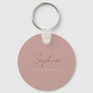 Moderne Script Stof Roze Handgeschreven Meisjesach Sleutelhanger