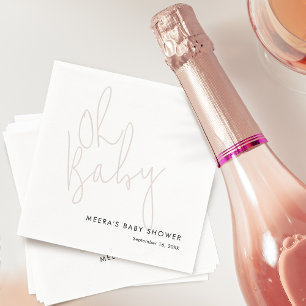 Moderne Script Stof Roze Oh Baby Shower Servet