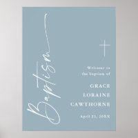 Moderne script Stofblauwe Jongens Doop Welkom