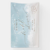 Moderne script strand harten bruids douche welkom spandoek (Verticaal)