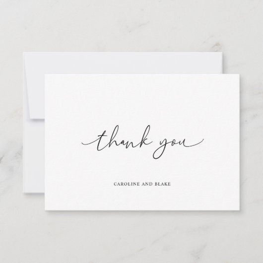 Moderne Script Swashes Black White - Hartelijk dan Bedankkaart (Voorkant)