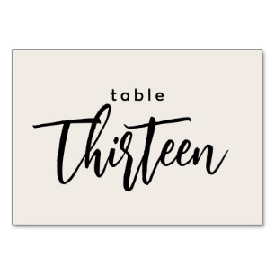 Moderne Script Tabel 13 Dertien Off-Wit Huwelijk Kaart