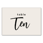 Moderne Script Table 10 Ten Off-White Wedding Kaart (Achterkant)