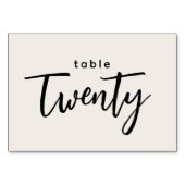 Moderne Script Table 20 Twenty Off-White Wedding Kaart (Voorkant)