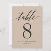 Moderne Script Table Number Card Kraft Kaart (Voorkant)