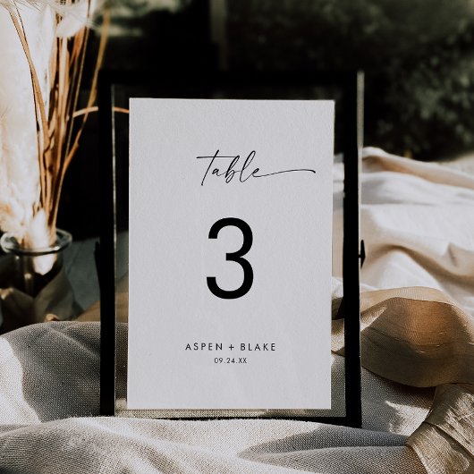 Moderne Script Table Number Kaart