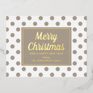 Moderne Script Taupe Prettig Kerstfeest Goud Folie Feestdagen Briefkaart