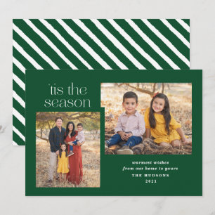 Moderne Script Tis The Season Calligrafie Foto Hol Feestdagenkaart