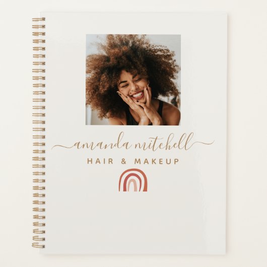 Moderne Script Trendy Regenboog Foto Planner (Voorkant)
