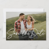 Moderne script trendy save the date fotokaart (Voorkant)