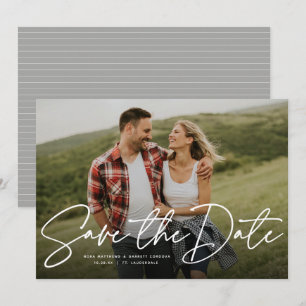 Moderne script trendy save the date fotokaart