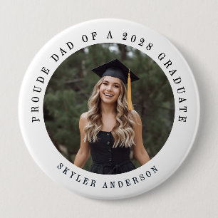 Moderne Script Trots Vader Senior Foto Afstuderen Ronde Button 4,0 Cm