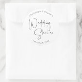 Moderne Script Trouwdouche Ronde Sticker (Tas)