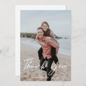Moderne Script Trouwfoto Flat Dank u kaart (Voorkant / Achterkant)