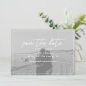 Moderne Script Trouwfoto Save The Date (Staand voorkant)