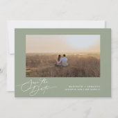 Moderne Script Trouwwebsite Sage Foto  Save The Date (Voorkant)