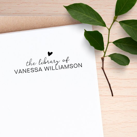 Moderne script typografie aangepaste naam biblioth 	rubberstempel