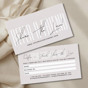 Moderne script typografie deel de liefde aanbevelingskaartje