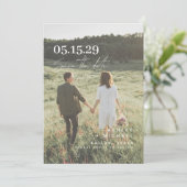 Moderne Script Typografie Elegante Overlay 4 Foto Save The Date (Staand voorkant)