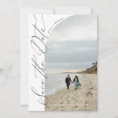 Moderne script typografie | QR-code halfboogfoto Save The Date (Voorkant)