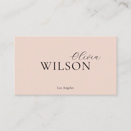 Moderne Script Typography Blush Pink Professional Visitekaartje (Voorkant)