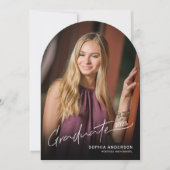 Moderne Script Typography Foto Afstuderen Arch Kaart (Voorkant)