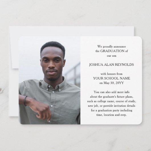 Moderne Script Vier Foto Zwart Wit Afstuderen Aankondiging (Achterkant)