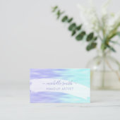 Moderne Script Violet Aqua Blue Pastel Ombre Chic Visitekaartje (Staand voorkant)