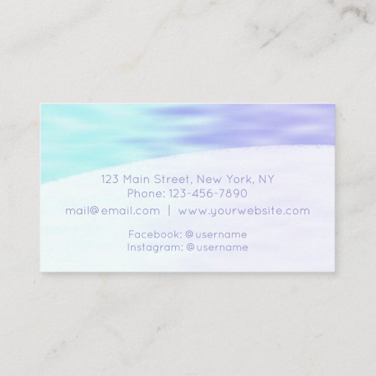 Moderne Script Violet Aqua Blue Pastel Ombre Chic Visitekaartje (Achterkant)