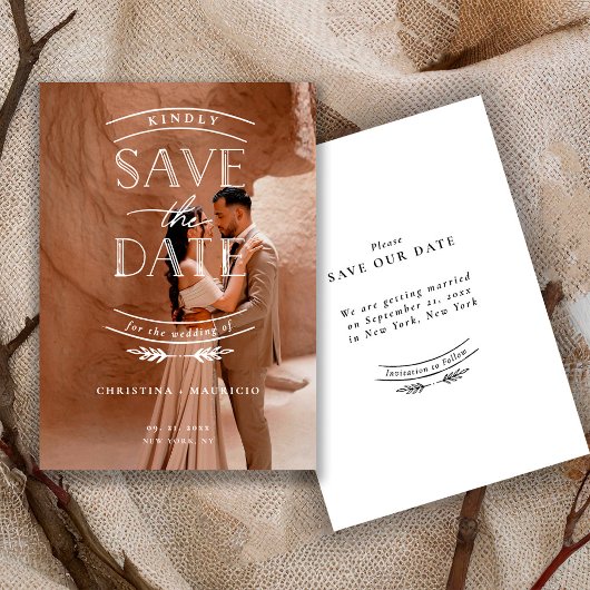 Moderne Script Volledige Foto Huwelijk Save The Date