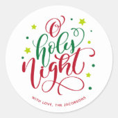 Moderne script voor Heilige Kerstmis Klassieke Ron Ronde Sticker (Voorkant)