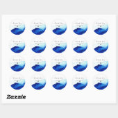 Moderne Script Waterverf Indigo Blauw Bedankt Ronde Sticker (Vel)